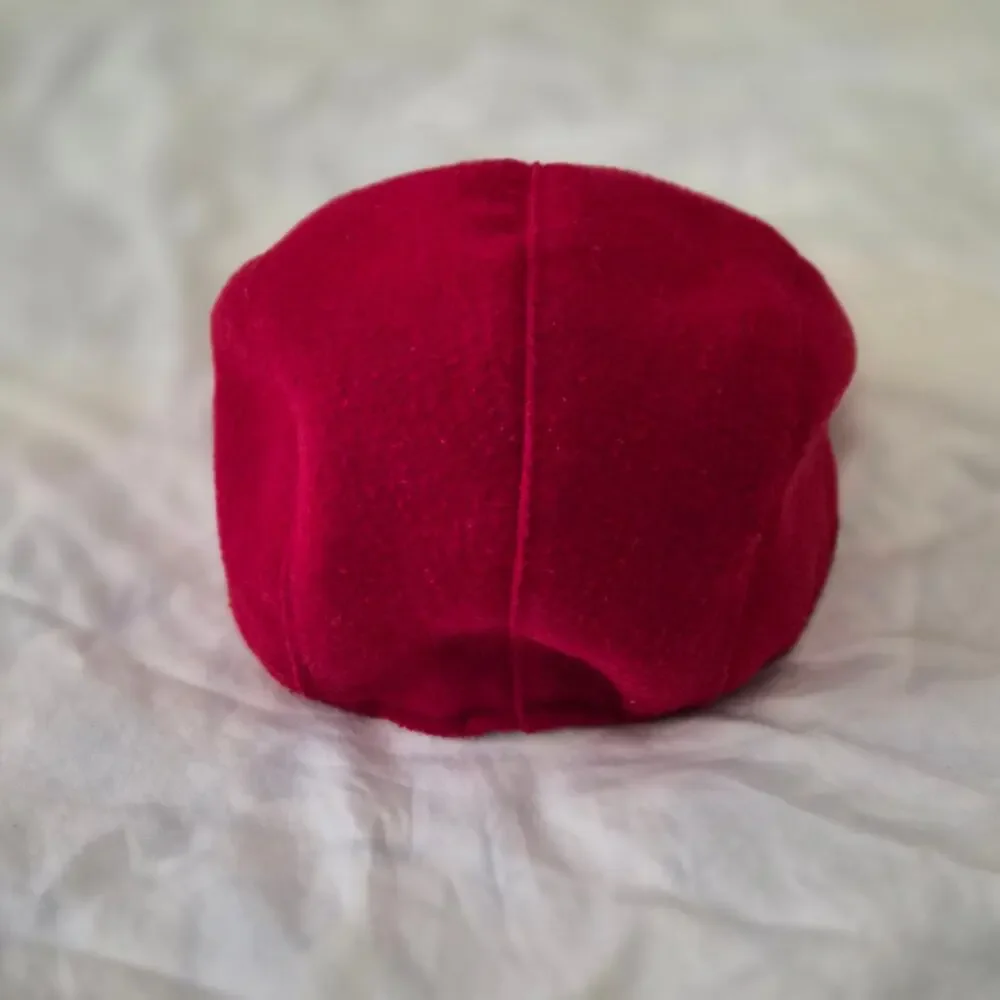 Vintage Polo Ralph Lauren Baby Flat Cap Red Fleece Newsboy Driving Hat Ivy
